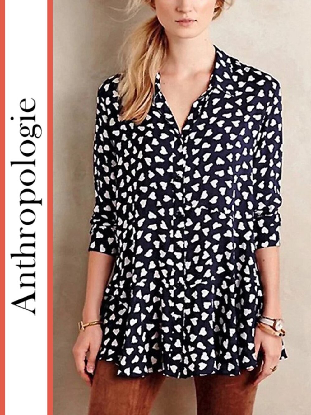 Anthropologie/11-1-TYLHO | 'Lakin' Heart Print Peplum Tunic Top